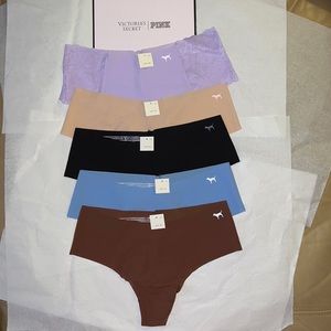 (S) 5pk Victoria's Secret PINK No Show Cheeky Panties